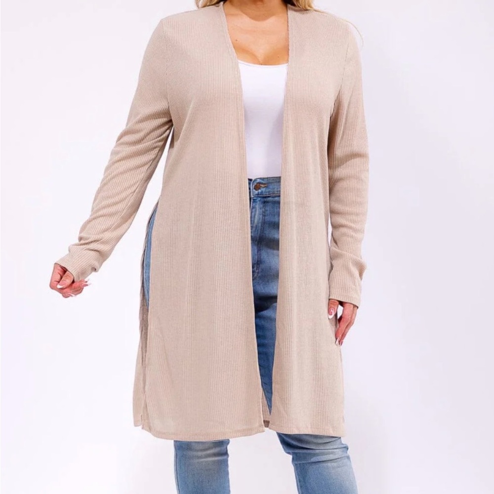 Women's Beige Open Front Cardigan